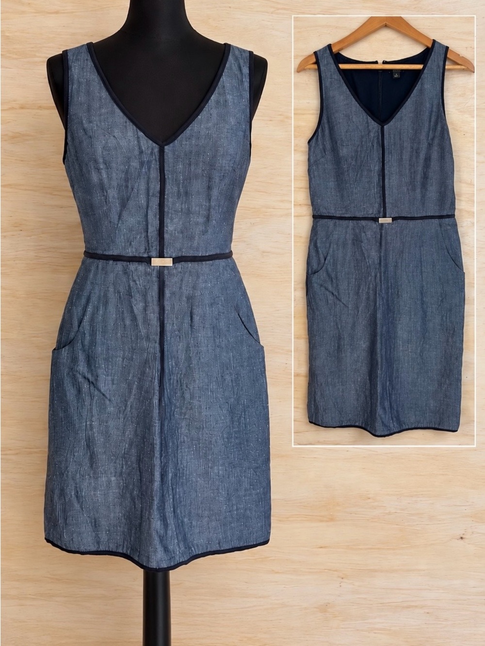 Ann Taylor Gray & Black Sleeveless Dress Size 6